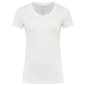 T-shirt V Hals Fitted Dames 101008 White 4XL